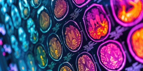 colorful PET scan images depicting physiological processes - obrazy, fototapety, plakaty
