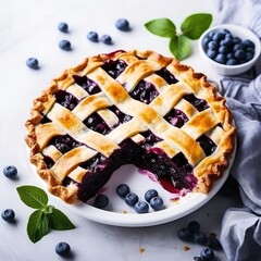 Delicious Berry pie summer with currant - obrazy, fototapety, plakaty