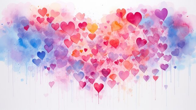 illustration background paint valentines day, with love element on wall.
