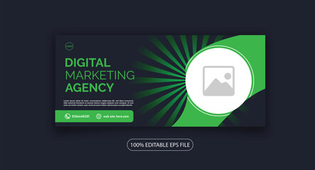 Digital Marketing Agency facebook cover photo web banner social media linkedin post design template  - obrazy, fototapety, plakaty