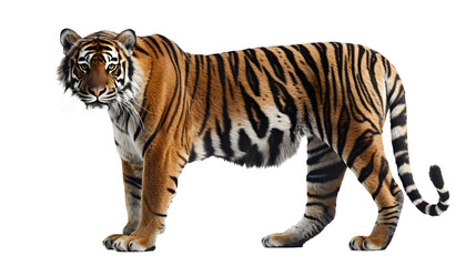 Majestic Tiger Stands Proudly on White Background