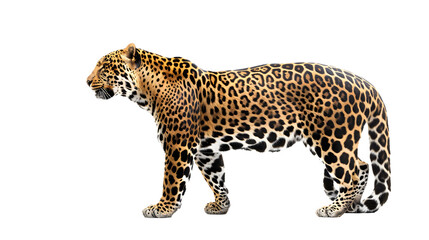 Large Leopard Standing on White Surface