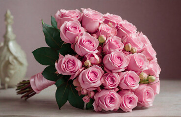 happy valentines day Fresh pink Roses ,bouquet of pink roses.