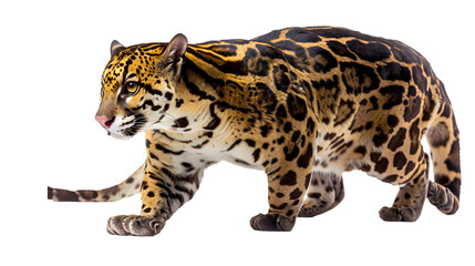 Majestic Leopard Walking on White Background