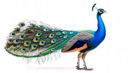 Tuinposter colorful peacock isolated on white background © Christopher
