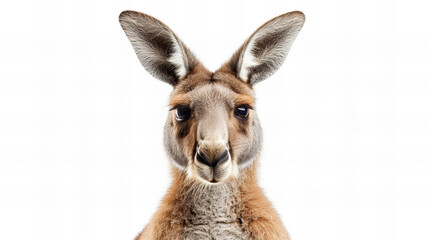 portrait of kangaroo isolated on white background