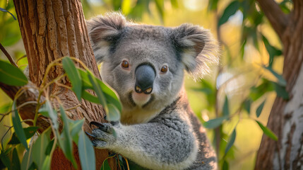 koala bear in tree, closeup