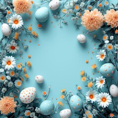Fototapeta na wymiar an Easter background with an easter egg frame