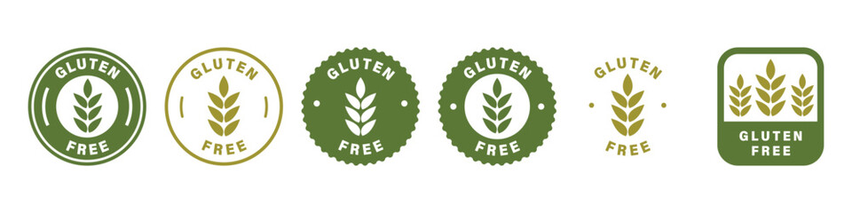 Gluten Free - labels for product packaging. Collection of vector stickers for dietary food. - obrazy, fototapety, plakaty