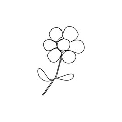 Camomile drawn in line art style