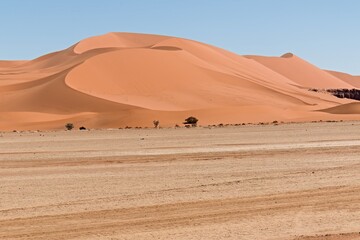 Fototapeta na wymiar Sands dunes in Tadrart Rouge, Tassili n Ajjer National Park. Sahara, Algeria, Africa.