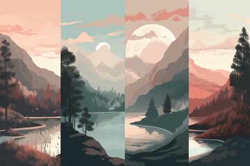 Aesthetic landscape art. Generative AI