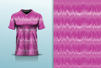 T-shirt mockup with abstract wave grunge sport jersey design for football, soccer, racing, esports, running, in pink color © Nimpuna O
