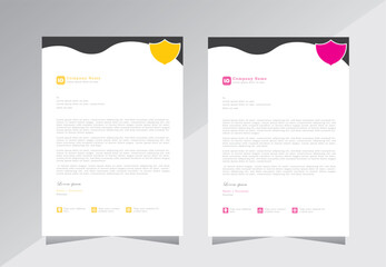 Letterhead design template set, official minimal creative abstract professional newsletter corporate modern business proposal letter head design set with pink and orang color. - obrazy, fototapety, plakaty