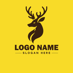 Deer animal logo and icon clean flat modern minimalist business and luxury brand logo design editable vector