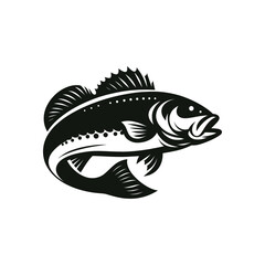 simple bass fish logo silhouette in vector icon illustration
