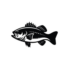 clean and minimal vector illustration of a silhouetted bass fish logo