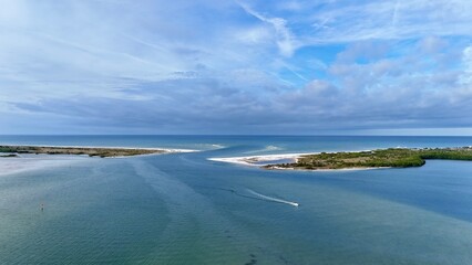 Aerial drone photography of Honeymoon Island in Dunedin, Florida