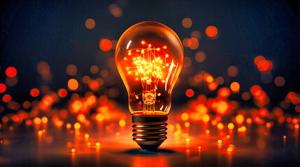 Glowing light bulb representing ideas and innovation. Creative thinking, inspiration, and conceptual design