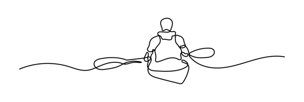 recommend clip art: Man Canoe Continuous Single Line Art