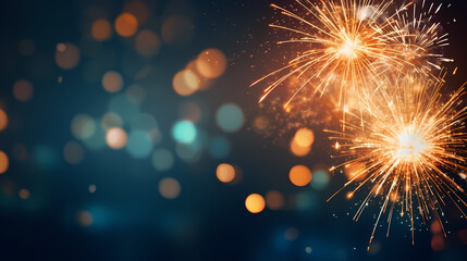 Obraz premium Fireworks background for celebration, holiday celebration concept