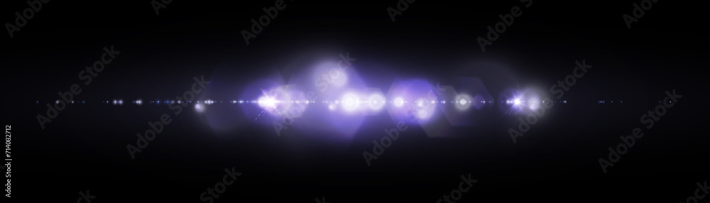 Poster glowing light effect. sparkling highlights of a bright flash with colorful purple shimmer. vector il