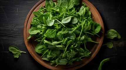 Arugula in coffee plate
