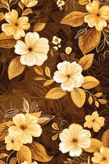 Brown Floral Design on Brown Background