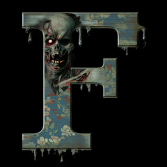 Zombie-Inspired Letter 'A' on Isolated Black Background