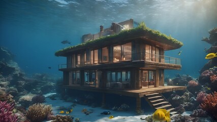 Home in Ocean Background Very cool