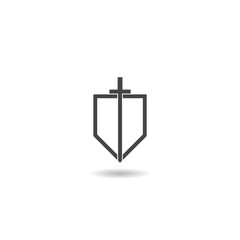 Security Shield with knight Sword logo icon with shadow