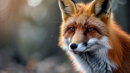 Fototapeta premium Close-up of a Fox With Blurry Background