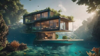 Home in Ocean Background Very cool