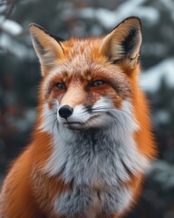 Obraz premium Red Fox Close-Up in Snow