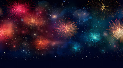 Beautiful creative holiday background with fireworks and sparkles
