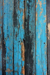 Fototapeta na wymiar Peeling Blue and Black Wooden Wall Texture