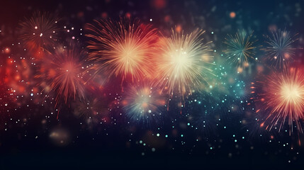 Fototapeta premium Beautiful creative holiday background with fireworks and sparkles