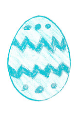 Drawing light blue Easter eggs isolated on transparent background.