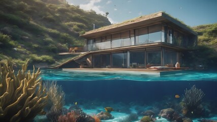 Home in Ocean Background Very cool