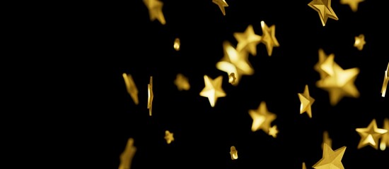 Obraz premium Golden Dreamscapes: Step Into a 3D Rainfall of Gleaming Stars