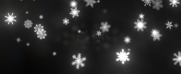 Snowflakes - Snowflakes and bokeh lights on the blue Merry Christmas background. 3D render