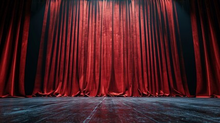 Empty Stage With Red Curtain