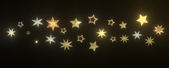 XMAS Stars - A gray whirlwind of golden snowflakes and stars. New