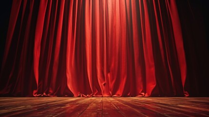 Red Curtain Stage With Spotlight