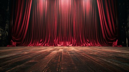 Empty Stage With Red Curtain