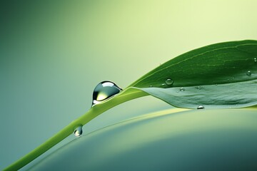 a drop of dew on the stem of a lily of the valley flower - obrazy, fototapety, plakaty