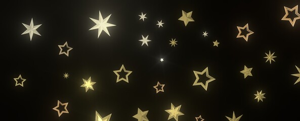 XMAS stars. Confetti celebration, Falling golden abstract decoration for party, birthday celebrate,