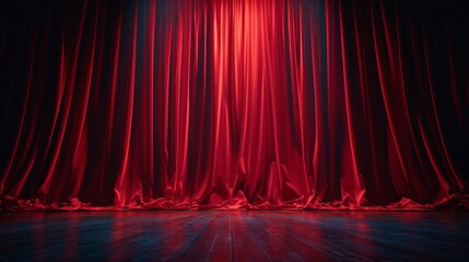 Red Curtain Against Black Background
