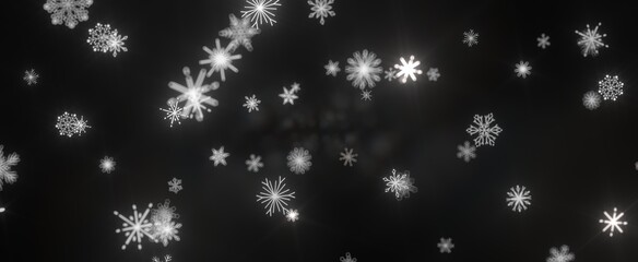 Snowflakes - With Realistic Snowflakes Overlay On Light Silver Backdrop. Xmas Holidays