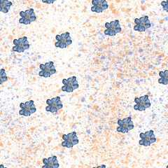 light blue spotted flowers seamless pattern, cute hand drawn textile pattern for fabric, background, wallpaper and wrapping paper